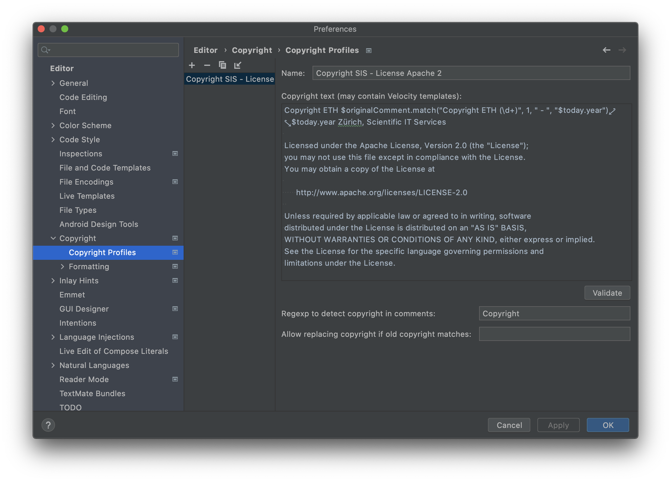 "IntelliJ Copyright Configuration 1"